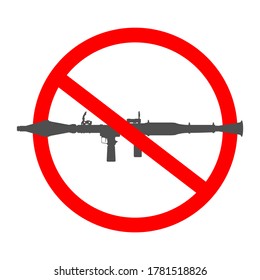 No War Terrorism Sign Rocket Launcher - Vector Illustration Silhouette Icon Symbol