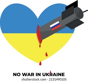 No war Ukraine. Stop russian aggression. Stop the war in Ukraine concept vector poster.  Aggression and military attack.