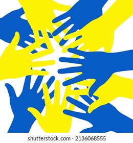 No war in Ukraine vector poster. People's hands support Ukraine.