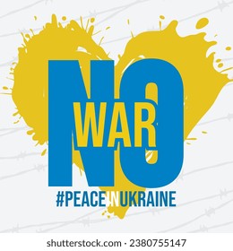 No war. Ukrainian flag. Support for Ukraine. Peace for Ukraine. Stop war. Dove Flying