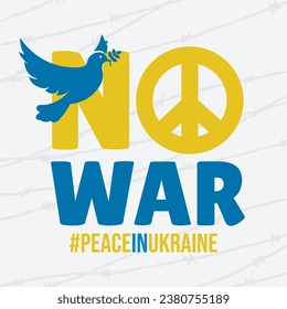 No war. Ukrainian flag. Support for Ukraine. Peace for Ukraine. Stop war. Dove Flying