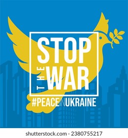 No war. Ukrainian flag. Support for Ukraine. Peace for Ukraine. Stop war. Dove Flying