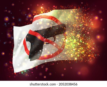 No war, vector 3d flag on pink purple background with lighting and flares