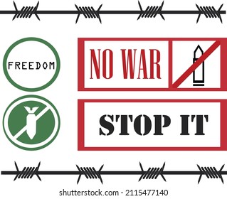 No to war, vector images dedicated to the problem of world conflicts