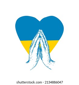 No war.Pray for peace Ukraine. Vector illustration .Praying, mourning, humanity.