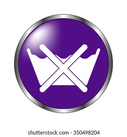 no washing by machine or hands - vector icon; violet button