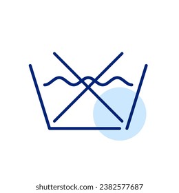 No washing clothes. Laundry instructions label. Pixel perfect, editable stroke