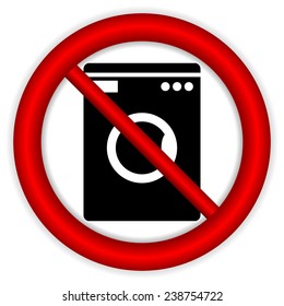 No Washing Machine Icon On White Background.