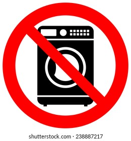 No Washing Machine Icon On White Background.