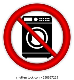 No Washing Machine Icon On White Background.