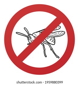 No Wasp Symbol Isolated on White Background. Plague Vector Illustration Prohibition Stop Sign.