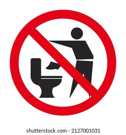 No Waste In Toilet Signs. Flat illustration