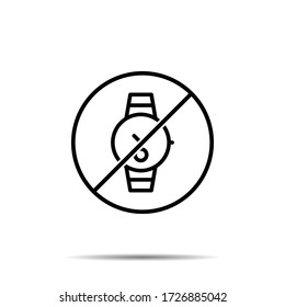 No watch icon. Simple thin line, outline vector of time ban, prohibition, embargo, interdict, forbiddance icons for ui and ux, website or mobile application