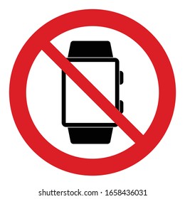 No watch vector. Not allow no smart watch. The red circle prohibiting sing 