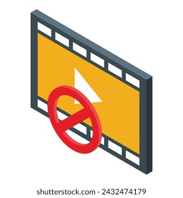 No watch video online icon isometric vector. Parental control. Child care media safe