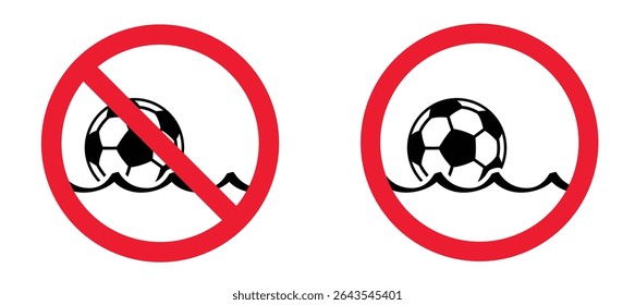 No water ball game. Stop mans playing in water with ball, beach volleyball or football. No allowed, summer sports concept. Swim in the swimming pool. Ban, zone for play, jumping in the water