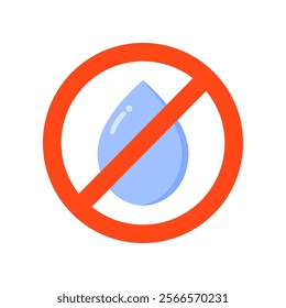 No water ban sign. Natural, attention, forbidden, caution, environment concepts. Flat vector design isolated illustration.