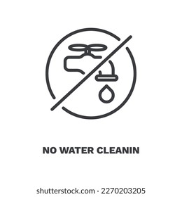 no hay icono de limpieza de agua. Línea delgada sin limpieza de agua, deja el icono de la recogida de limpieza. Vector de contorno aislado en fondo blanco. Editable no se puede usar el símbolo de limpieza de agua web y móvil