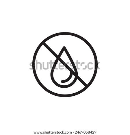 No water drop line icon, vector forbidden sign of Water drop linear illustration for web and app on white background..eps