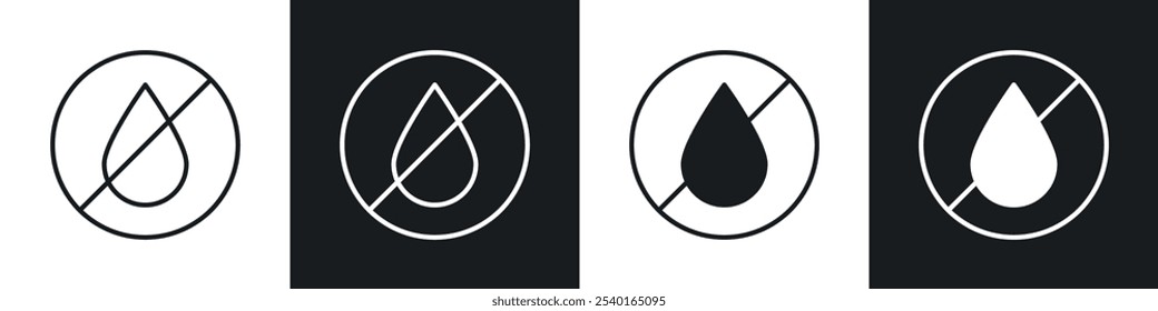 No Water drop sign in black and white colors.
