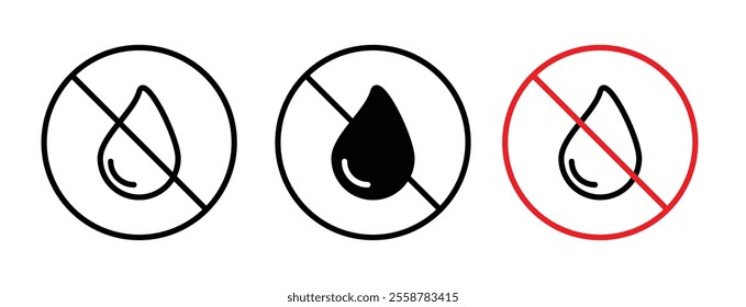 No Water drop sign vector set