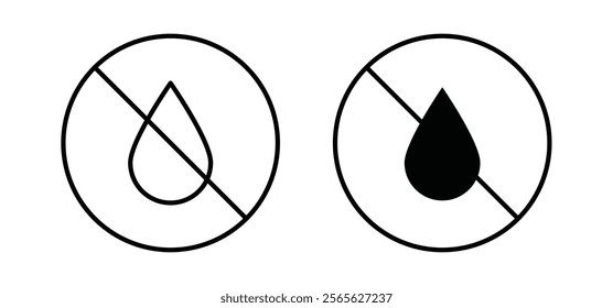 No Water drop sign vector in black and red colors