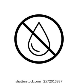 No Water drop sign vector in black colors