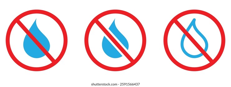 No water drops vector icon. No water drop sign symbol in blue color. Water droplets icon collection in the circle. no water drop icon vector illustration eps 888.