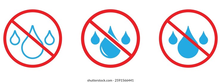 No water drops vector icon. No water drop sign symbol in blue color. Water droplets icon collection in the circle. no water drop icon vector illustration eps 888.
