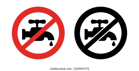 No Water From Faucet Sign Water Restriction Or Defect Symbol