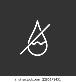 No water icon, water crossed out, editable stroke, line style