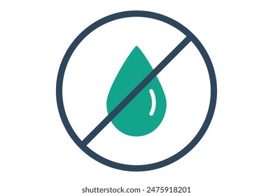 No water icon. water drop with cross. icon related to scarcity. solid icon style. water scarcity elements vector illustration