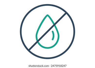 No water icon. water drop with cross. icon related to scarcity. line icon style. water scarcity elements vector illustration
