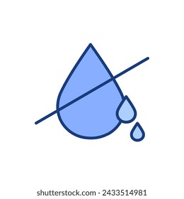 No water icon, editable stroke vector, isolated white background.