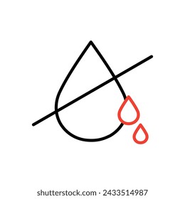 No water icon, editable stroke vector, isolated white background.