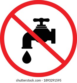 No Water Icon On White Background. Stop Water Leak Symbol. Do Not Drink Water Sign. Flat Style. 