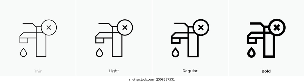 no water icon. Thin, Light Regular And Bold style design isolated on white background