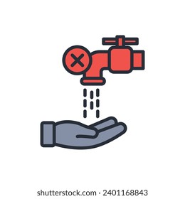 No water icon. vector.Editable stroke.linear style sign for use web design,logo.Symbol illustration.