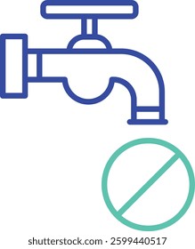 no water outline dual color vector illustration icon design