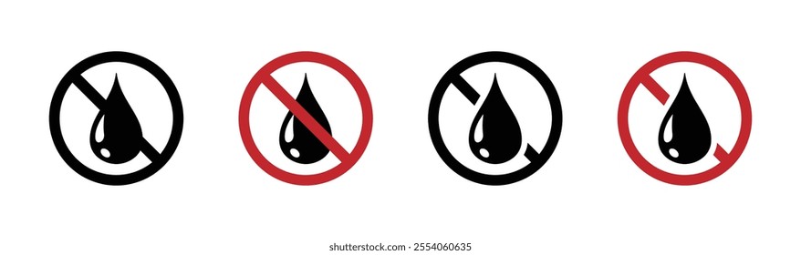 No water resistance vector icon collection. No waterproof vector designs set