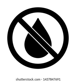 No water resistant, no waterproof warning sign, vector illustration. Don’t expose to liquids, no water drop