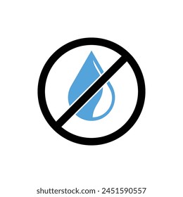 No water resistant, no waterproof warning sign, vector illustration. Don’t expose to liquids, no water drop