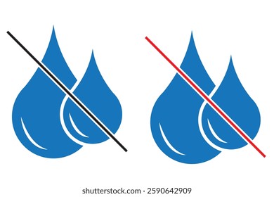 No water resistant, no waterproof warning sign, vector illustration. 1176