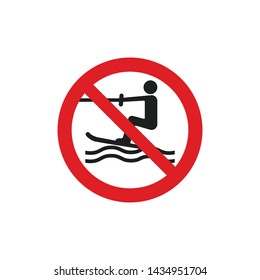 No Water Skiing Sign Vector. Water Safety Symbol Vector Icon