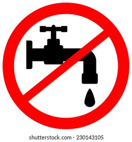 No Water Tap Sign On White Background. Vector Illustration.