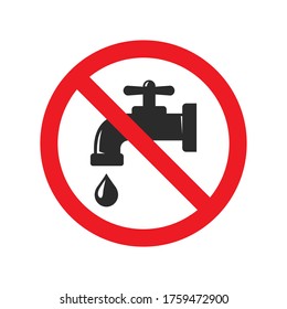 No Water Tap Sign. Red Ban Signs Vector Images