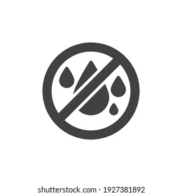 No water vector icon. filled flat sign for mobile concept and web design. No Liquids glyph icon. Not waterproof symbol, logo illustration. Vector graphics