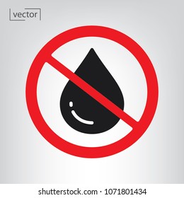 No Water Warning Sign, Vector Icon