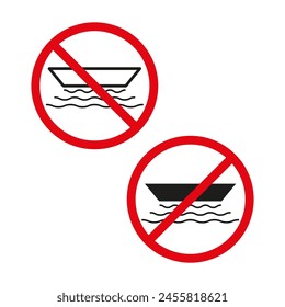 No watercraft symbol. Boating prohibited signs Vector. Marine restrictions alert.