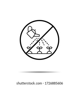 No watering can icon. Simple thin line, outline vector of autumn ban, prohibition, embargo, interdict, forbiddance icons for ui and ux, website or mobile application